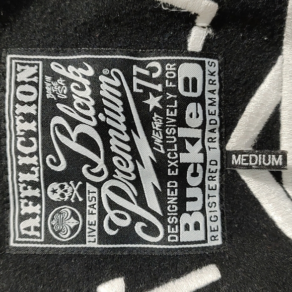 Men's M Affliction Embroidered Jacket 100% Polyester Black White - Picture 2 of 6